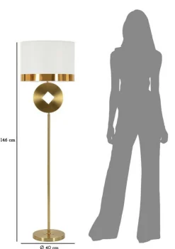 Lampada da terra Telero, 40x40 h151 cm, Bianco e Oro