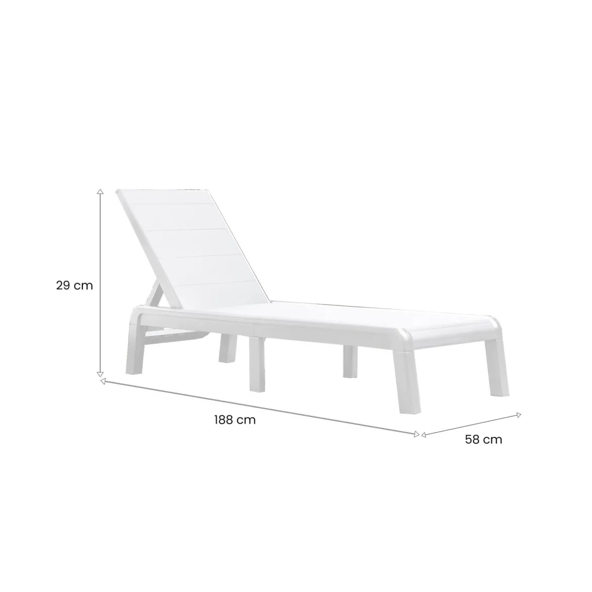 Lettino da giardino schienale regolabile 187x58cm bianco - Shawinigan