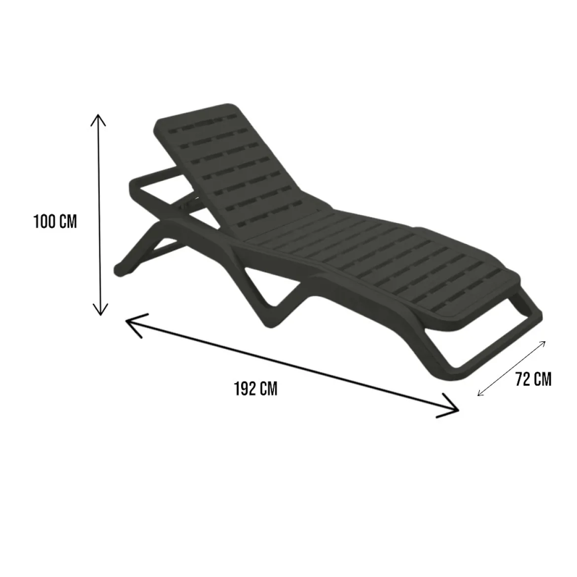 Lettino prendisole Anis, 192x72h100 cm, Bianco