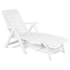 Lettino Prendisole Bianco Ruote Pieghevole 189x72x96h cm, Peso Supportato 120 kg Made in Italy - Noahs