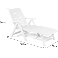 Lettino Prendisole Bianco Ruote Pieghevole 189x72x96h cm, Peso Supportato 120 kg Made in Italy - Noahs