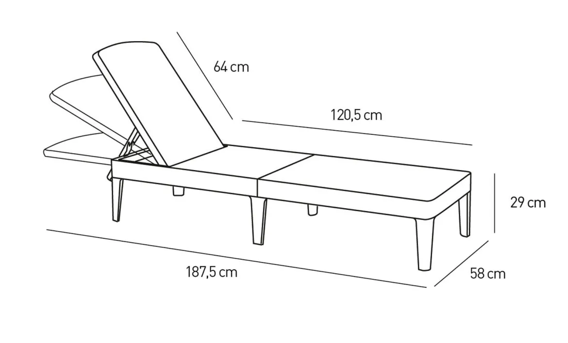 Lettino prendisole Glace, 188x58 h29 cm, Antracite