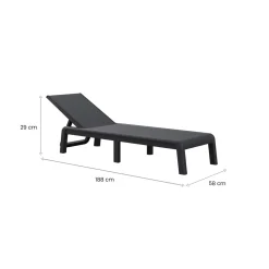 Lettino prendisole schienale regolabile 187x58cm antracite e grigio - Glace