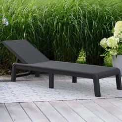 Lettino prendisole schienale regolabile 187x58cm antracite e grigio - Glace