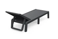 Lettino prendisole schienale regolabile 187x58cm antracite e grigio - Glace