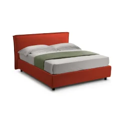 Letto Alla Francese Arancione Sfoderabile Contenitore, Dimensione Materasso 120x190 cm Made in Italy - Bronte