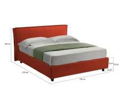 Letto Alla Francese Arancione Sfoderabile Contenitore, Dimensione Materasso 120x200 cm Made in Italy - Brosso