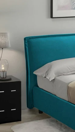 Letto Alla Francese Azzurro Materasso Incluso Sfoderabile, Contenitore Made in Italy - Brienza
