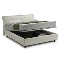 Letto Alla Francese Beige Sfoderabile Contenitore, Dimensione Materasso 120x190 cm Made in Italy - Bronte