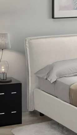 Letto Alla Francese Beige Sfoderabile Contenitore, Dimensione Materasso 120x190 cm Made in Italy - Bronte
