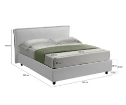 Letto Alla Francese Bianco Materasso Incluso Sfoderabile, Contenitore Made in Italy - Broni