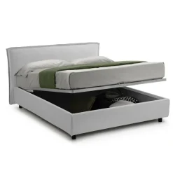 Letto Alla Francese Bianco Materasso Incluso Sfoderabile, Contenitore Made in Italy - Broni