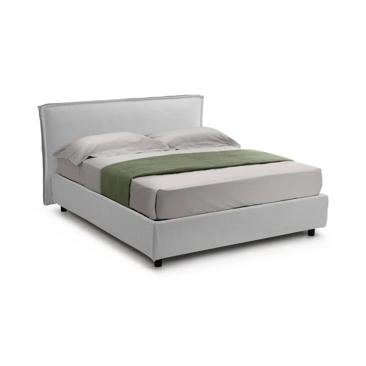 Letto Alla Francese Bianco Sfoderabile Contenitore, Dimensione Materasso 120x200 cm Made in Italy - Brosso