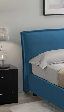 Letto Alla Francese blu Materasso Incluso Sfoderabile, Contenitore Made in Italy - Broni