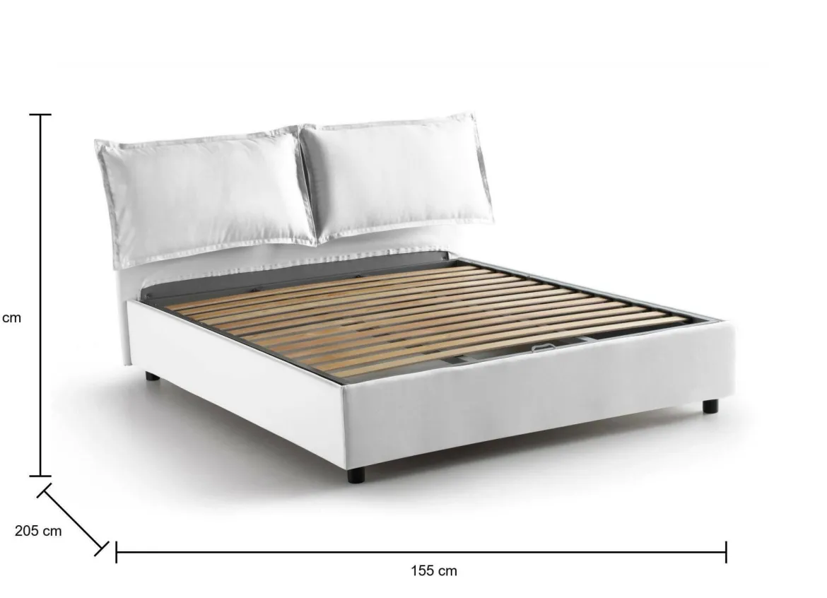 Letto alla francese contenitore bianco 155x205cm - Askari