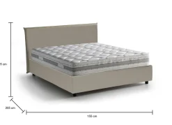 Letto alla francese con testiera tortora 155x205cm - Argain