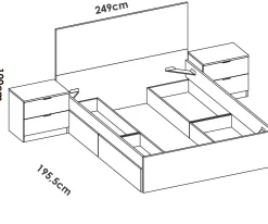 Letto alla francese design bianco e rovere 218x149cm - Conching