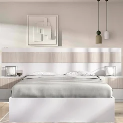 Letto alla francese elegante bianco e rovere 195x248cm - Bonnie