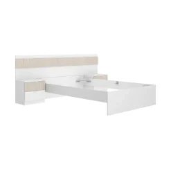 Letto alla francese elegante bianco e rovere 195x248cm - Bonnie