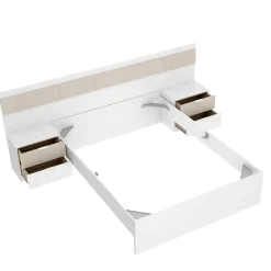 Letto alla francese elegante bianco e rovere 195x248cm - Bonnie