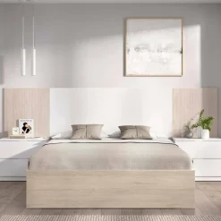 Letto alla francese elegante bianco opaco 144x204cm - Moira