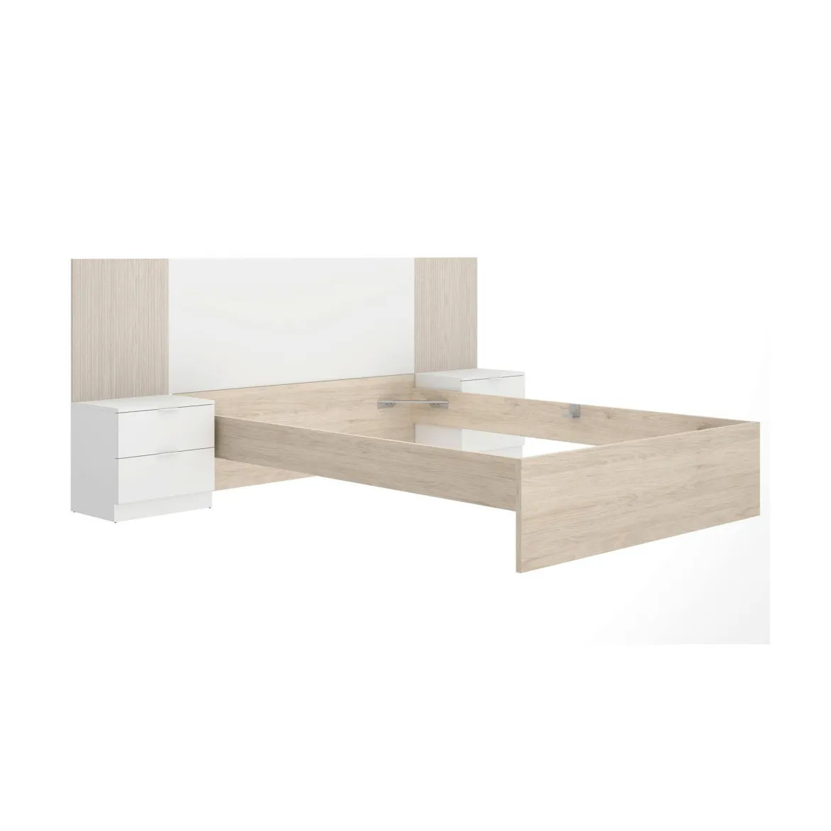 Letto alla francese elegante bianco opaco 144x204cm - Moira