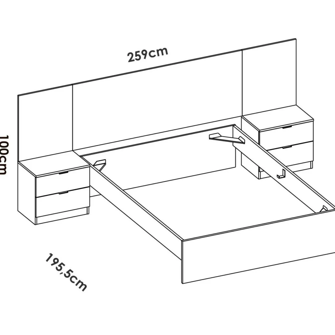 Letto alla francese elegante bianco opaco 144x204cm - Moira