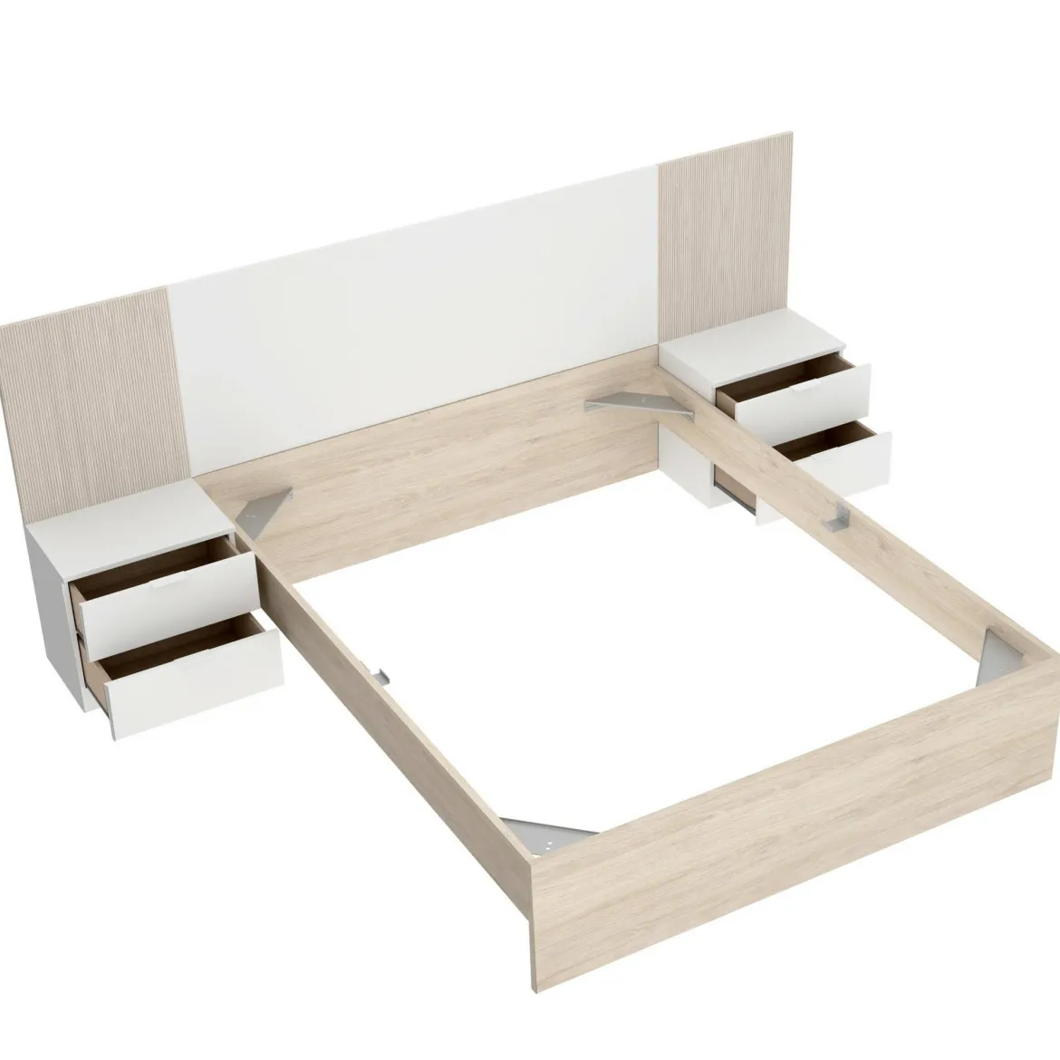 Letto alla francese elegante bianco opaco 144x204cm - Moira