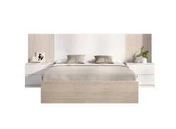 Letto alla francese elegante bianco opaco 144x204cm - Moira