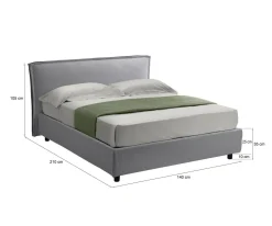 Letto Alla Francese Grigio Sfoderabile Contenitore, Dimensione Materasso 120x200 cm Made in Italy - Brosso