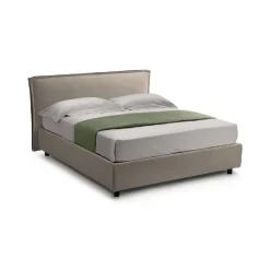 Letto Alla Francese Grigio Tortora Materasso Incluso Sfoderabile, Contenitore Made in Italy - Brienza