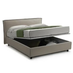 Letto Alla Francese Grigio Tortora Materasso Incluso Sfoderabile, Contenitore Made in Italy - Broni