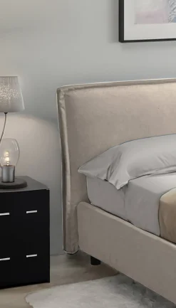 Letto Alla Francese Grigio Tortora Materasso Incluso Sfoderabile, Contenitore Made in Italy - Broni