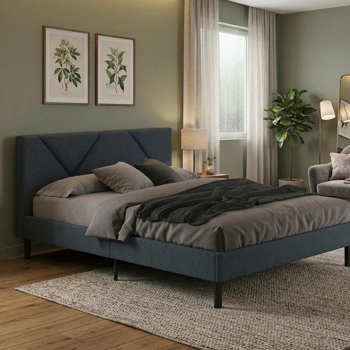 Letto alla francese Ikelos, 140x190 cm, Blu