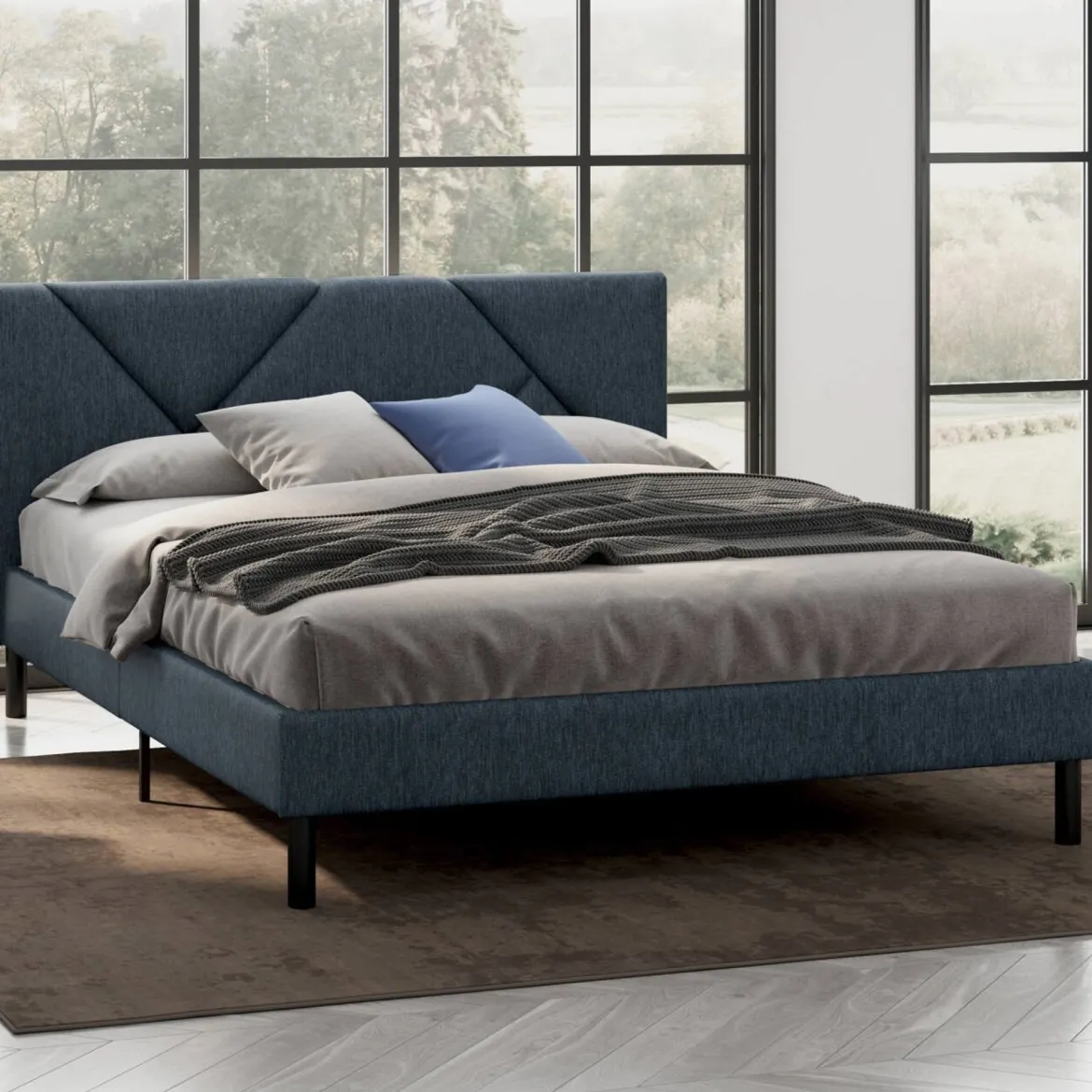 Letto alla francese Ikelos, 140x190 cm, Blu