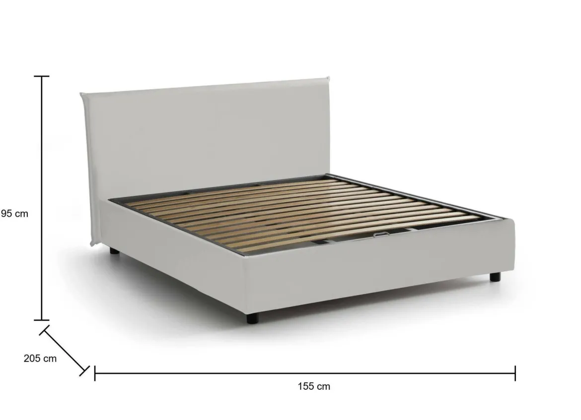 Letto alla francese imbottito bianco 155x205cm - Africa