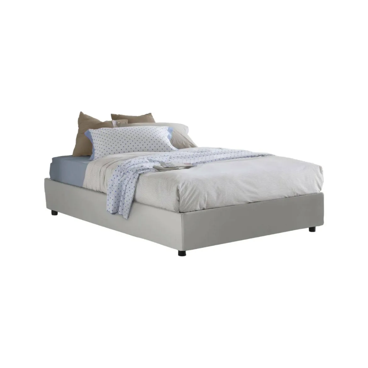 Letto alla francese imbottito grigio 155x215cm - Agalo