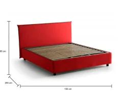 Letto alla francese imbottito rosso 155x215cm - Agalo