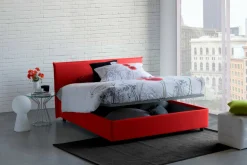 Letto alla francese imbottito rosso 155x205cm - Angelic