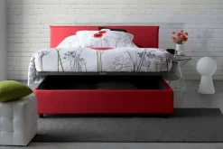Letto alla francese imbottito rosso 155x205cm - Angelic