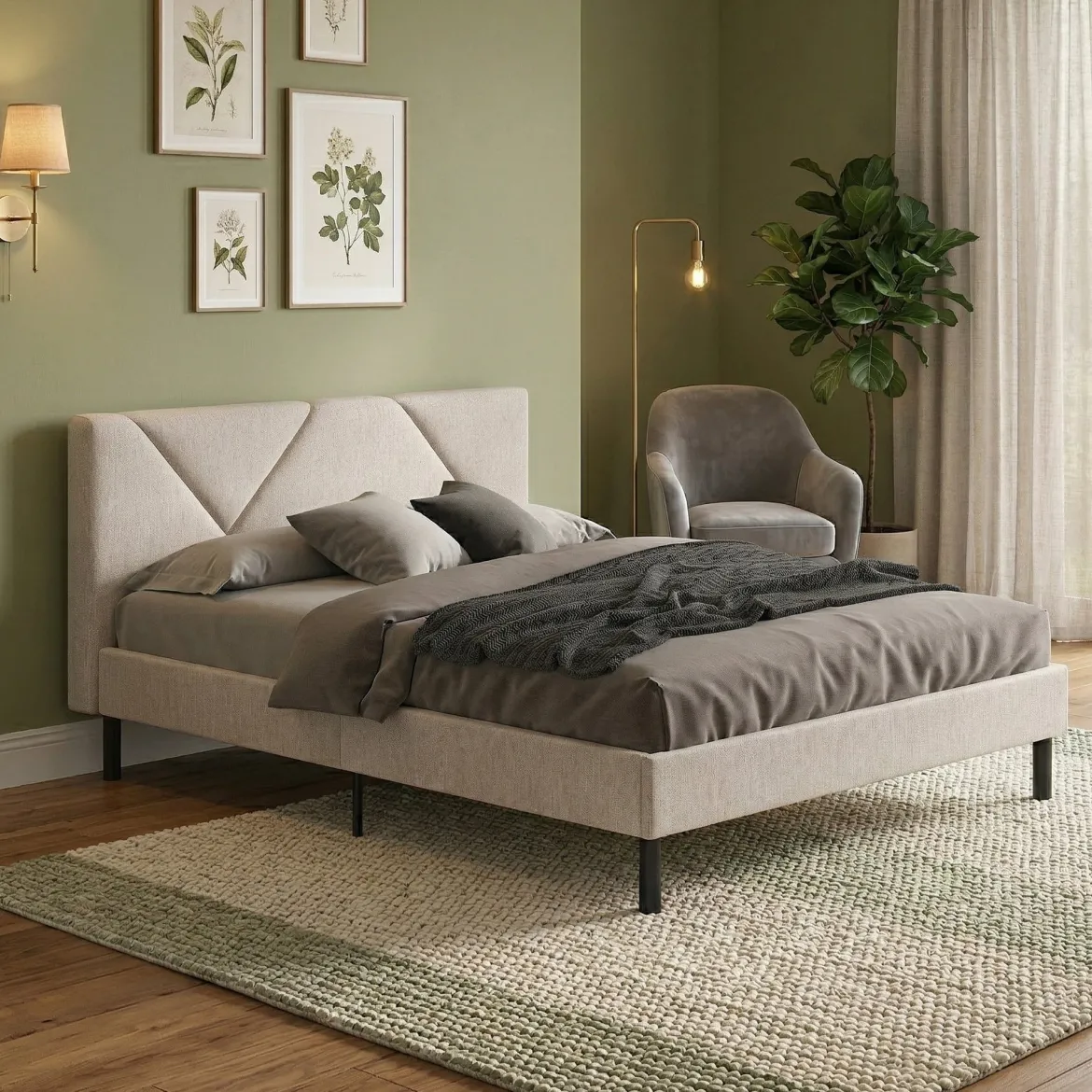 Letto alla francese in legno beige 149x204cm - Ikelos
