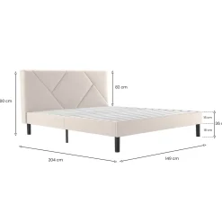Letto alla francese in legno beige 149x204cm - Ikelos