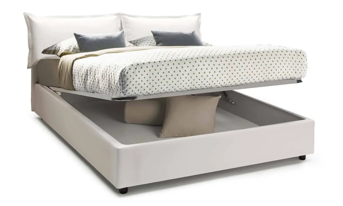 Letto alla francese in legno bianco 155x205cm - Arzillo
