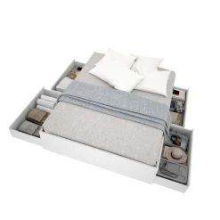 Letto alla francese in legno blu 155x215cm - Annica