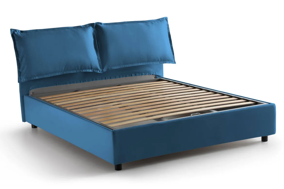 Letto alla francese in legno blu 155x215cm - Annica