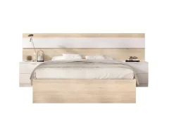 Letto alla francese in legno rovere e bianco 195x248cm - Bonnie