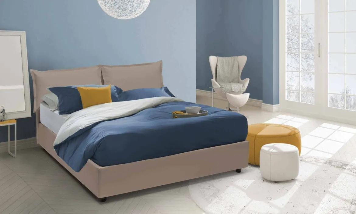 Letto alla francese in legno tortora 155x205cm - Amelh