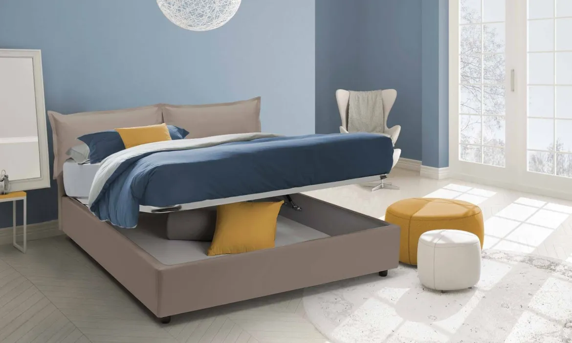 Letto alla francese in legno tortora 155x205cm - Amelh