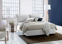 Letto alla francese in tessuto bianco 155x205cm - Arden