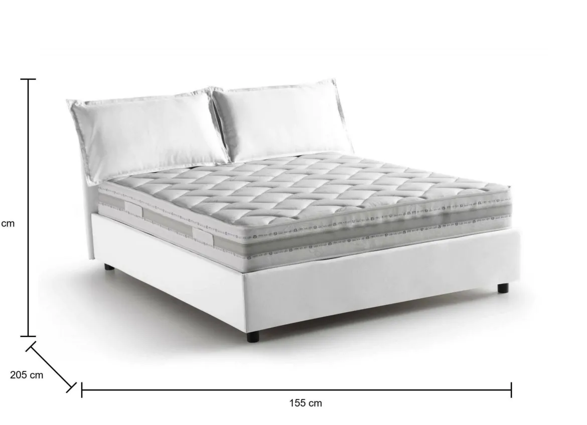 Letto alla francese in tessuto bianco 155x205cm - Arden
